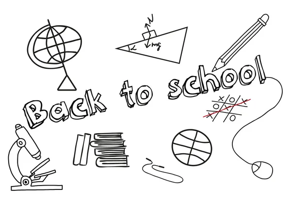 Freehand dibujo artículos de la escuela — Vector de stock