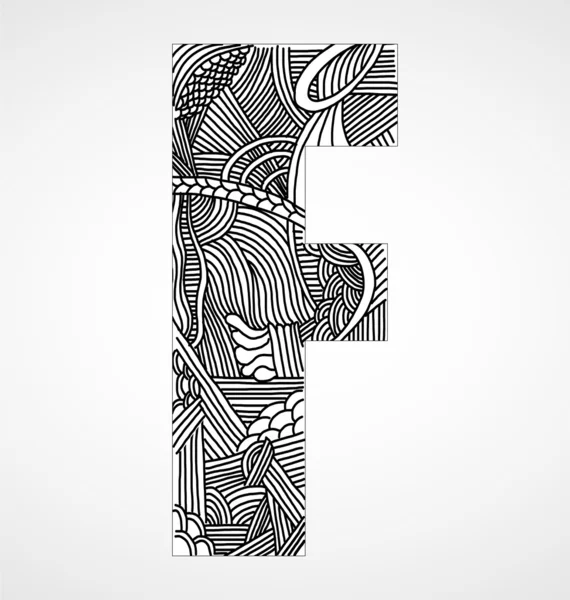 Lettre "F" de l'alphabet doodle — Image vectorielle