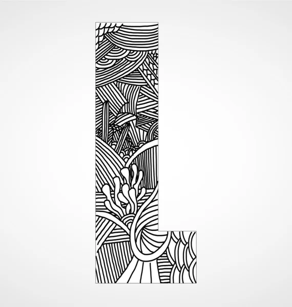 Lettre "L" de l'alphabet doodle — Image vectorielle