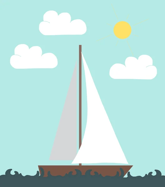 Sail Boat in vlakke stijl — Stockvector