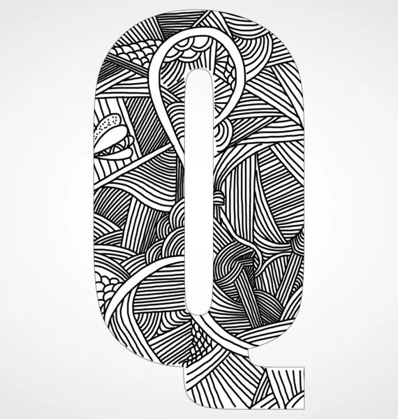 Lettre "Q" de l'alphabet doodle — Image vectorielle