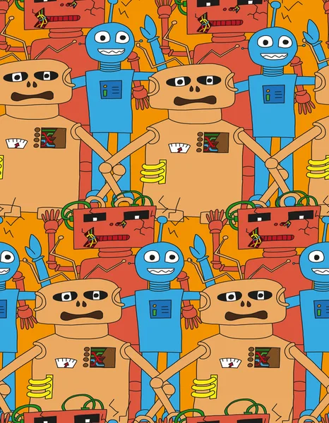 Robots de bande dessinée motif sans couture . — Image vectorielle