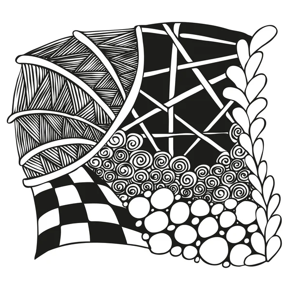 Abstracte zwart-wit zentangle ornament — Stockvector