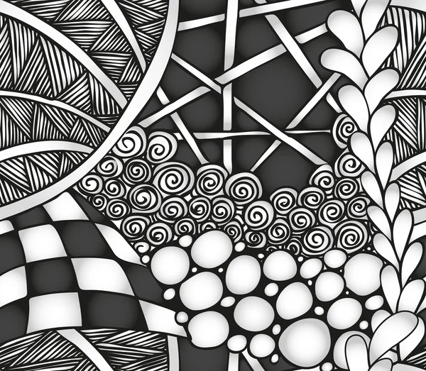 추상 흑백 zentangle 완벽 한 패턴 — 스톡 벡터