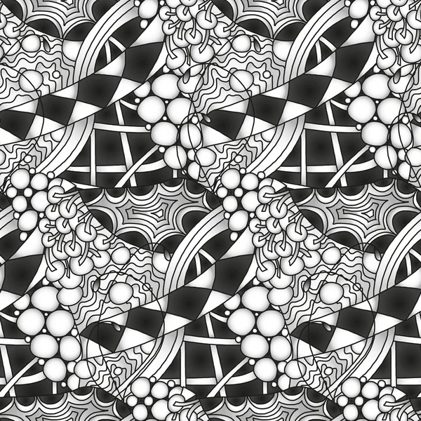 Abstrato monocromático zentangle padrão sem costura — Vetor de Stock