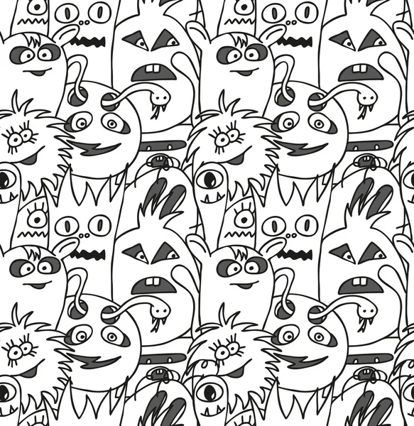 Doodle monsters seamless pattern. — Stock Vector