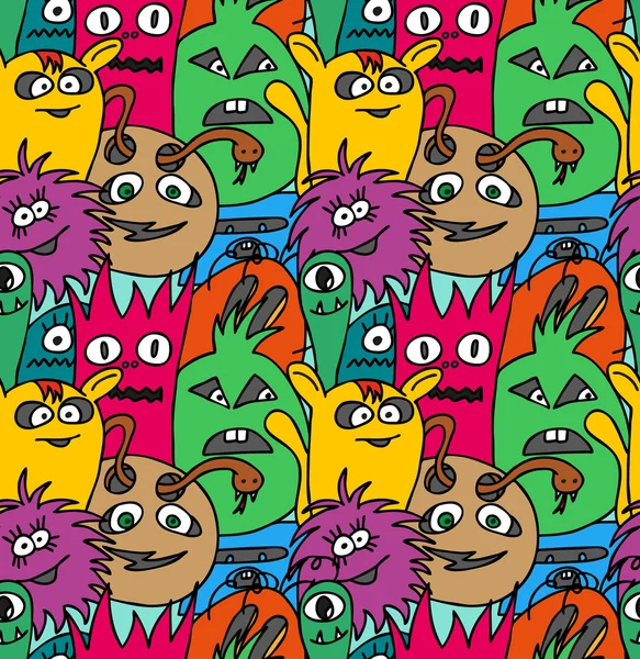 Doodle monsters seamless pattern. — Stock Vector