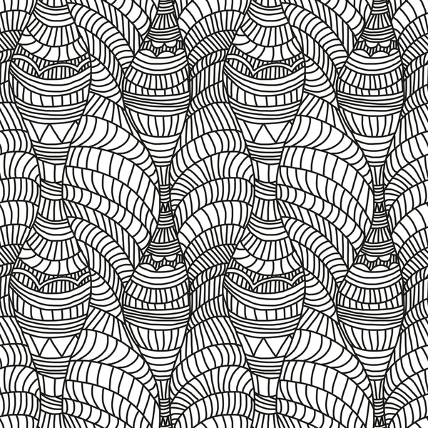 Modèle sans couture avec des vagues et des lignes dessinées à la main — Image vectorielle