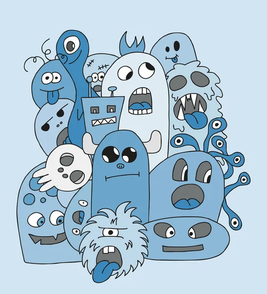Carte drôle de monstres de dessin animé — Image vectorielle