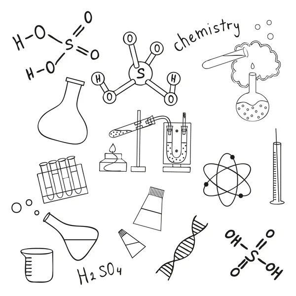 Schizzo di elementi di scienza doddle . — Vettoriale Stock