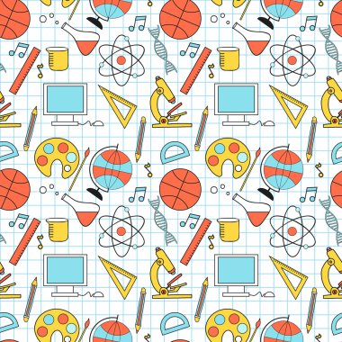 Seamless sketch of education doddle elements.