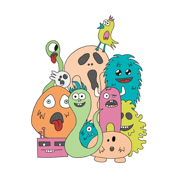 Grappige cartoon monsters kaart. — Stockvector