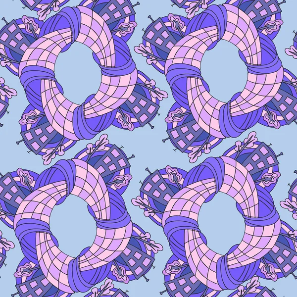 Hand-drawn seamless pattern with abstract houses