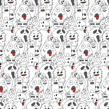 Doodle canavarlar seamless modeli.