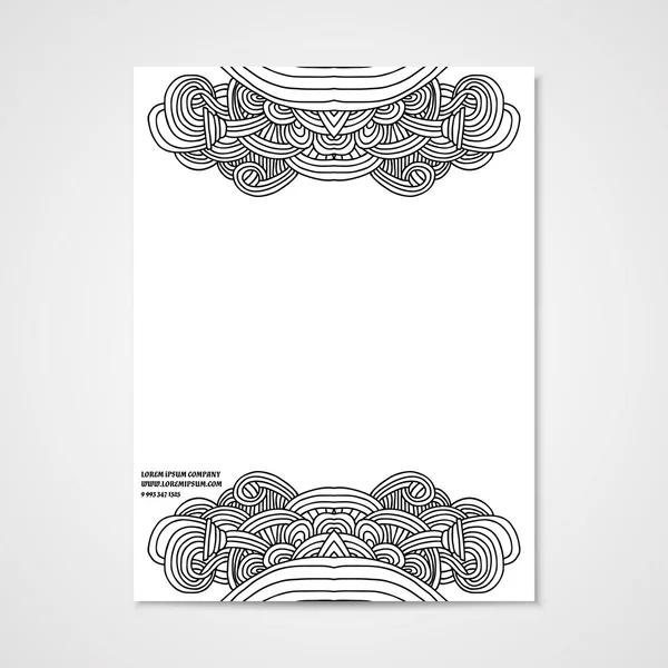 Grafisch ontwerp briefhoofd met de hand getekende ornament — Stockvector