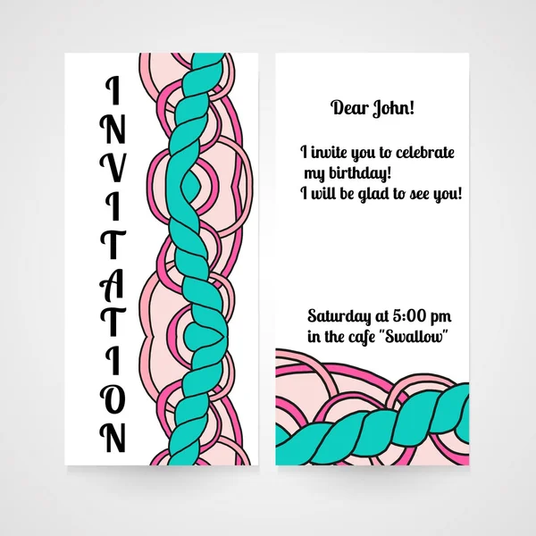 Invitation with abstract hand drawn pattern. — Stock Vector