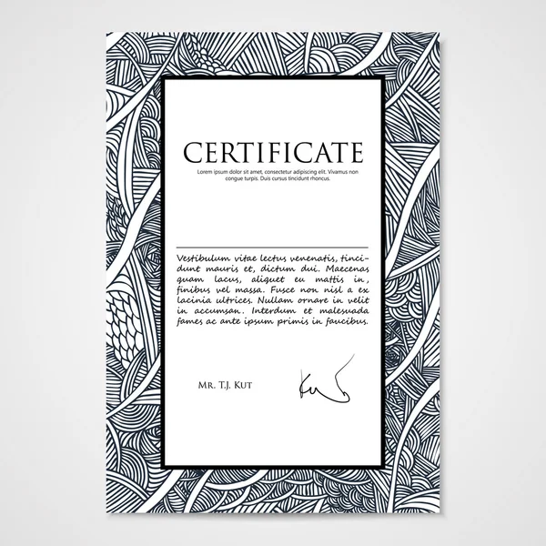 Graphic design template document with hand-drawn waves. — Stock Vector