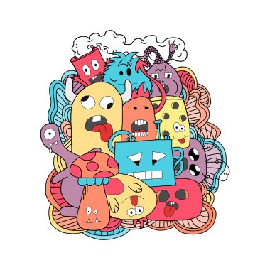 Komik karikatür canavarlar kartı.