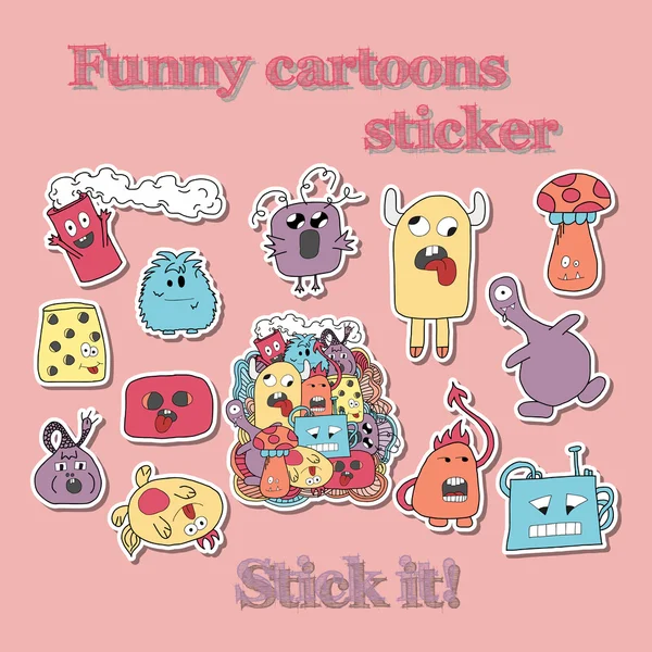 Stiker monster abstrak yang lucu - Stok Vektor