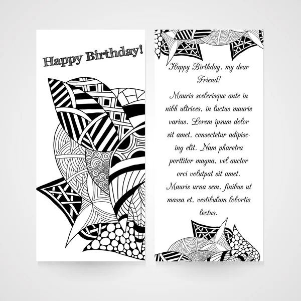 Tarjeta de felicitación Designe con patrón abstracto dibujado a mano — Vector de stock