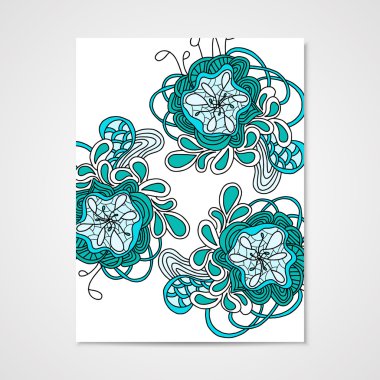Hand-drawn pattern with abstract flowers.