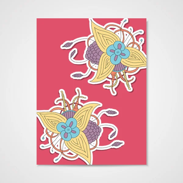Плакат з абстрактною квіткою, намальованою шинкою — стоковий вектор