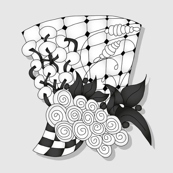 Abstracte monochroom doodle ornament — Stockvector
