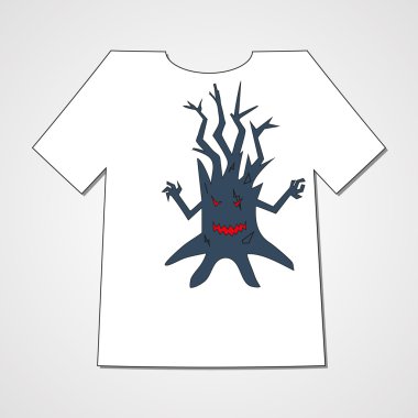 Canavarlar soyut kümesiyle T-shirt. 