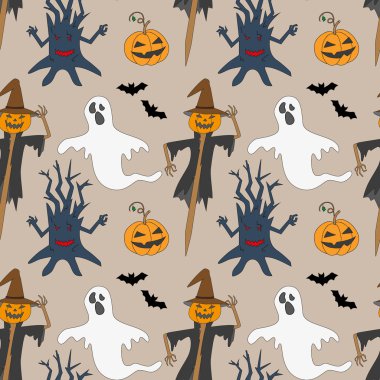 Canavarlar ile Seamless modeli. Cadılar Bayramı için Yazdır.