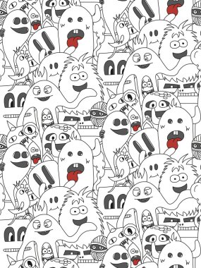 Doodle canavarlar seamless modeli