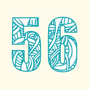 Onları soyut desen iki numara da dahil olmak üzere doodle sayılar kümesi