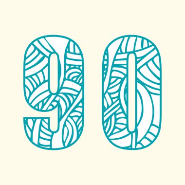 Onları soyut desen iki numara da dahil olmak üzere doodle sayılar kümesi