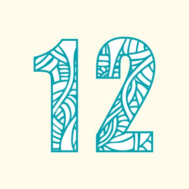 Onları soyut desen iki numara da dahil olmak üzere doodle sayılar kümesi