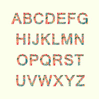 Alfabe onları soyut desenli doodle.