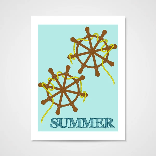 Sommerposter mit Schiffsrädern. — Stockvektor
