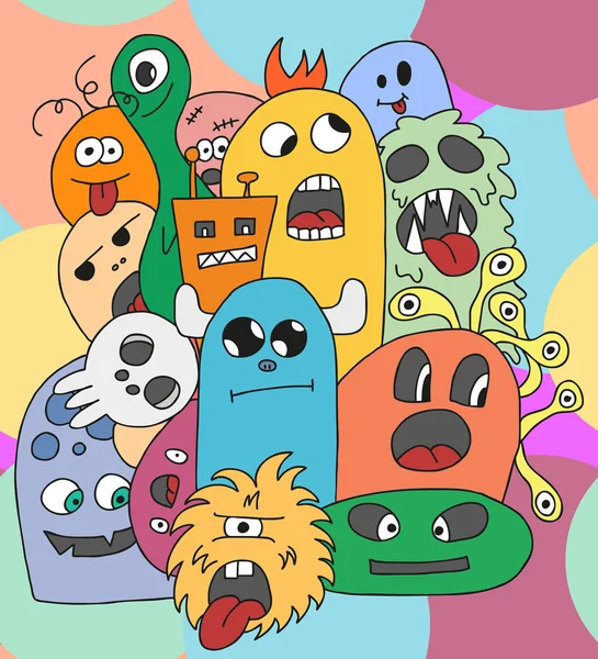 Grappige cartoon monsters kaart — Stockvector