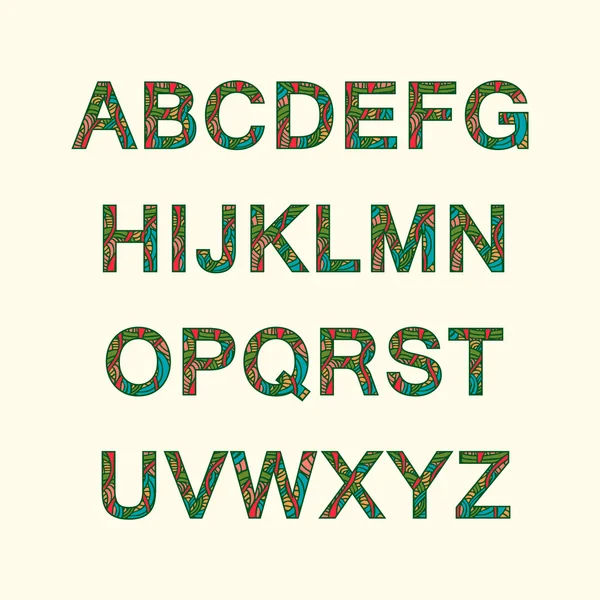 Doodle abeceda s abstraktní vzor na ně. — Stockový vektor