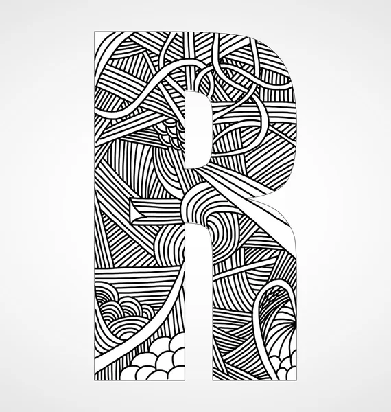 Lettera "R" dall'alfabeto doodle — Vettoriale Stock