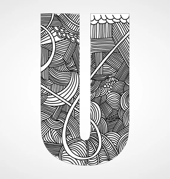 Lettre "U" de l'alphabet doodle — Image vectorielle