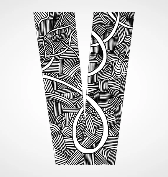 Lettre "V" de l'alphabet doodle — Image vectorielle