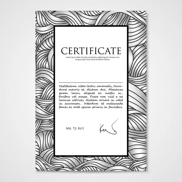 Graphic design template document with hand-drawn waves. — Stock Vector