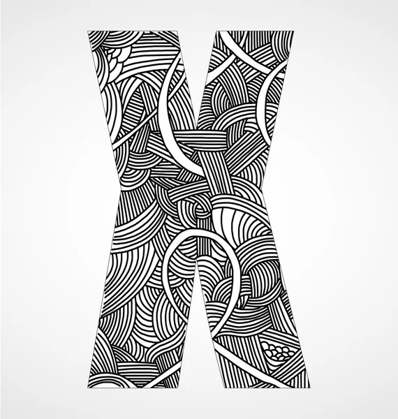 Lettre "X" de l'alphabet doodle — Image vectorielle