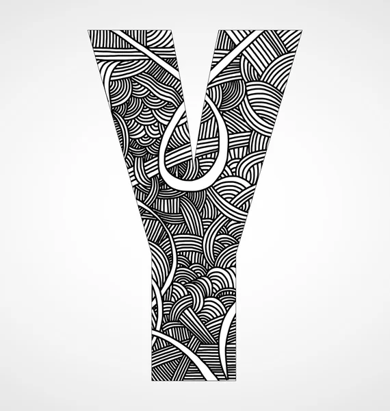 Lettre "Y" de l'alphabet doodle — Image vectorielle