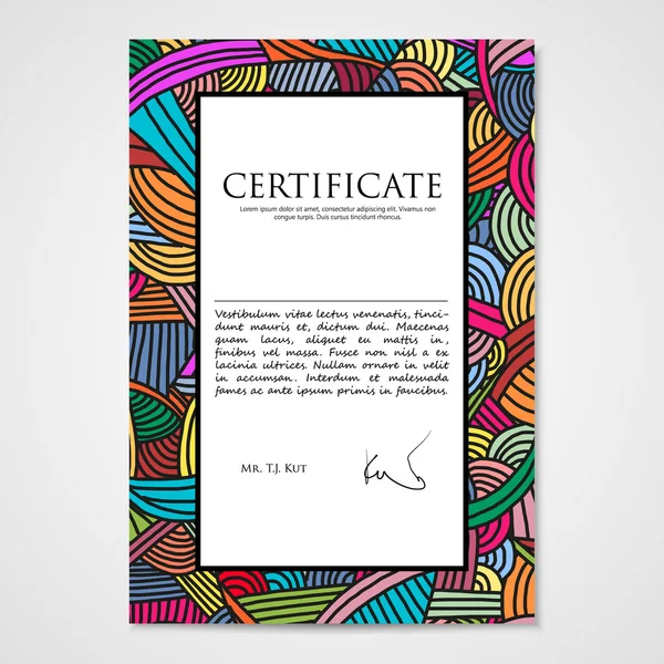 Graphic design template document with hand drawn doodle pattern. — Stock Vector