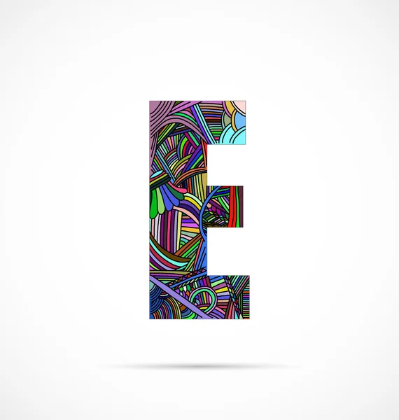 Lettre "E" de l'alphabet doodle — Image vectorielle