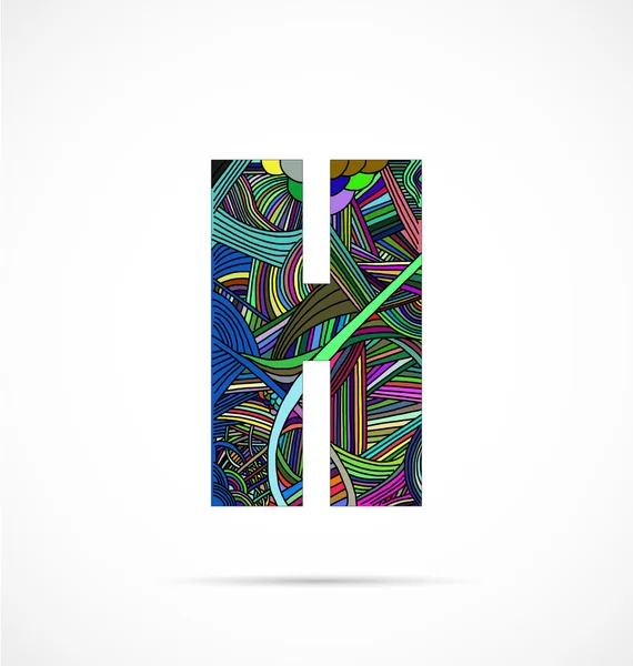 Letra "H" del alfabeto doodle — Vector de stock