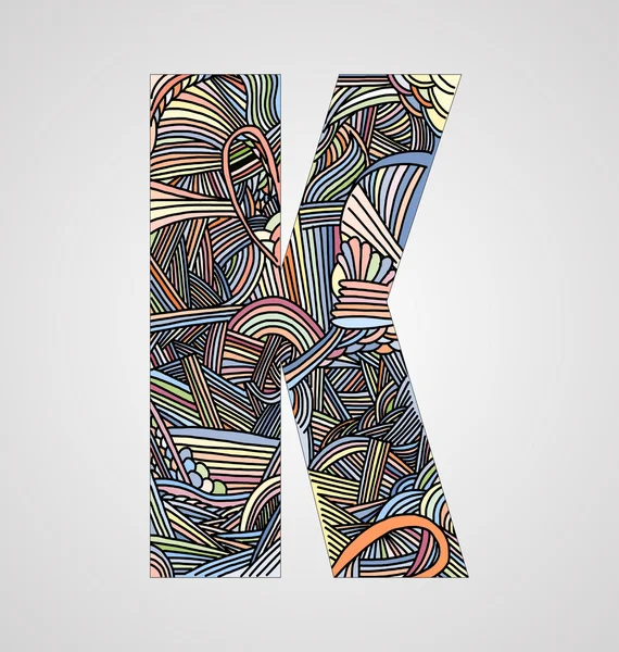 Letra "K" do alfabeto doodle — Vetor de Stock