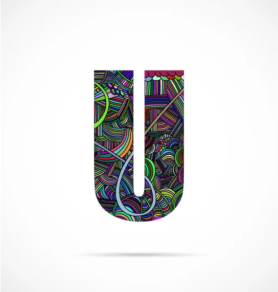 落書きアルファベットからの手紙"U" — ストックベクタ