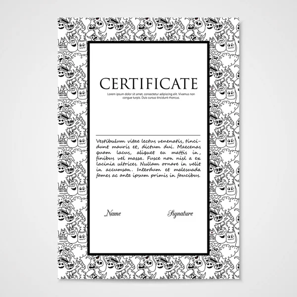 Grafik-Design-Vorlage Dokument mit abstrakten Monstern. — Stockvektor