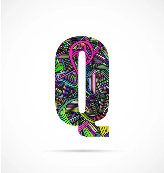 Písmeno "Q" doodle abecedy — Stockový vektor